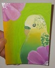 ACEO Original blue parakeet bird Acrylic painting.