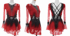 Figure Skating Dress Ice Skating Dress Competition red dyeing black handmade