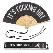 Fisura "F*cking Hot" Black Wooden Folding Handheld Fan for Raves Festivals
