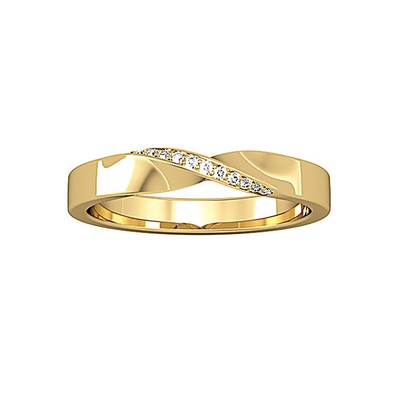 Flacher Hof-Ehering 9 kt Gold Jewelco London Diamant gedreht gepflastert 3 mm 4 Stck.