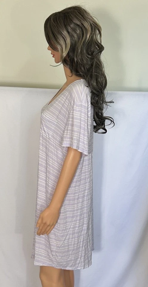 Camisón Soma para mujer blanco/púrpura vestido pijama bolsillo rayón/spandex talla XL Foto 4 de 4
