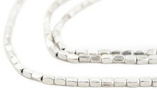 Shiny Silver Faceted Rectangle Beads 4x2mm White Metal 24 Inch Strand