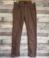 Hudson Blake Slim Straight Jeans Mens 31x32 Brown Stretch Preppy