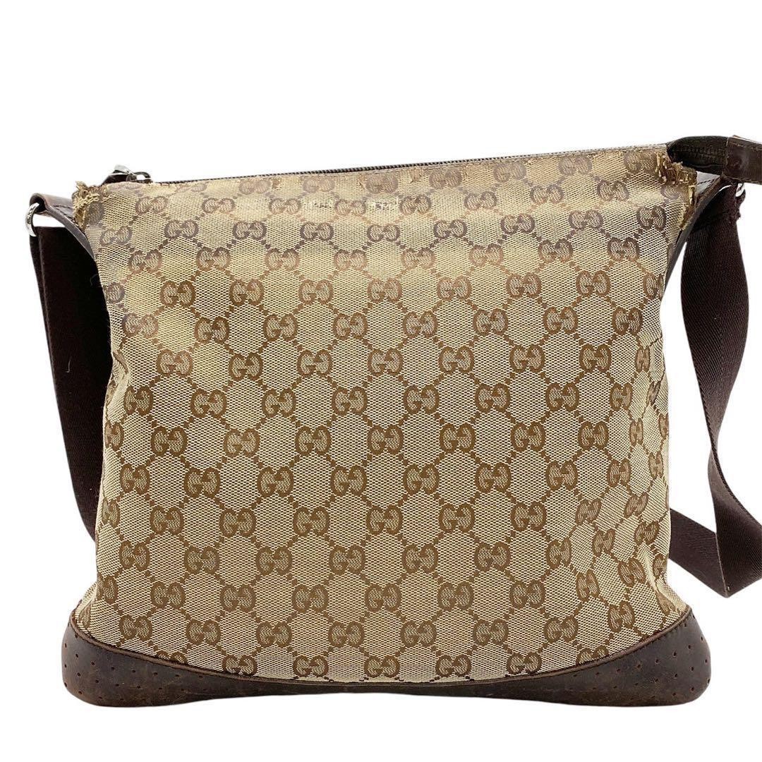 GUCCI GG Canvas Shoulder Bag Brown F06181605 Authentic Luxury