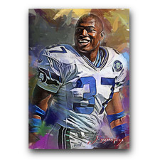 Shaun Alexander #2 Art Card Limited 18/50 Edward Vela Signed (Seattle Seahawks)