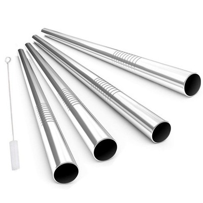 Reusable Boba Straws with Case and Cleaning Brush, 4-Pack Extra Wide Stainles...