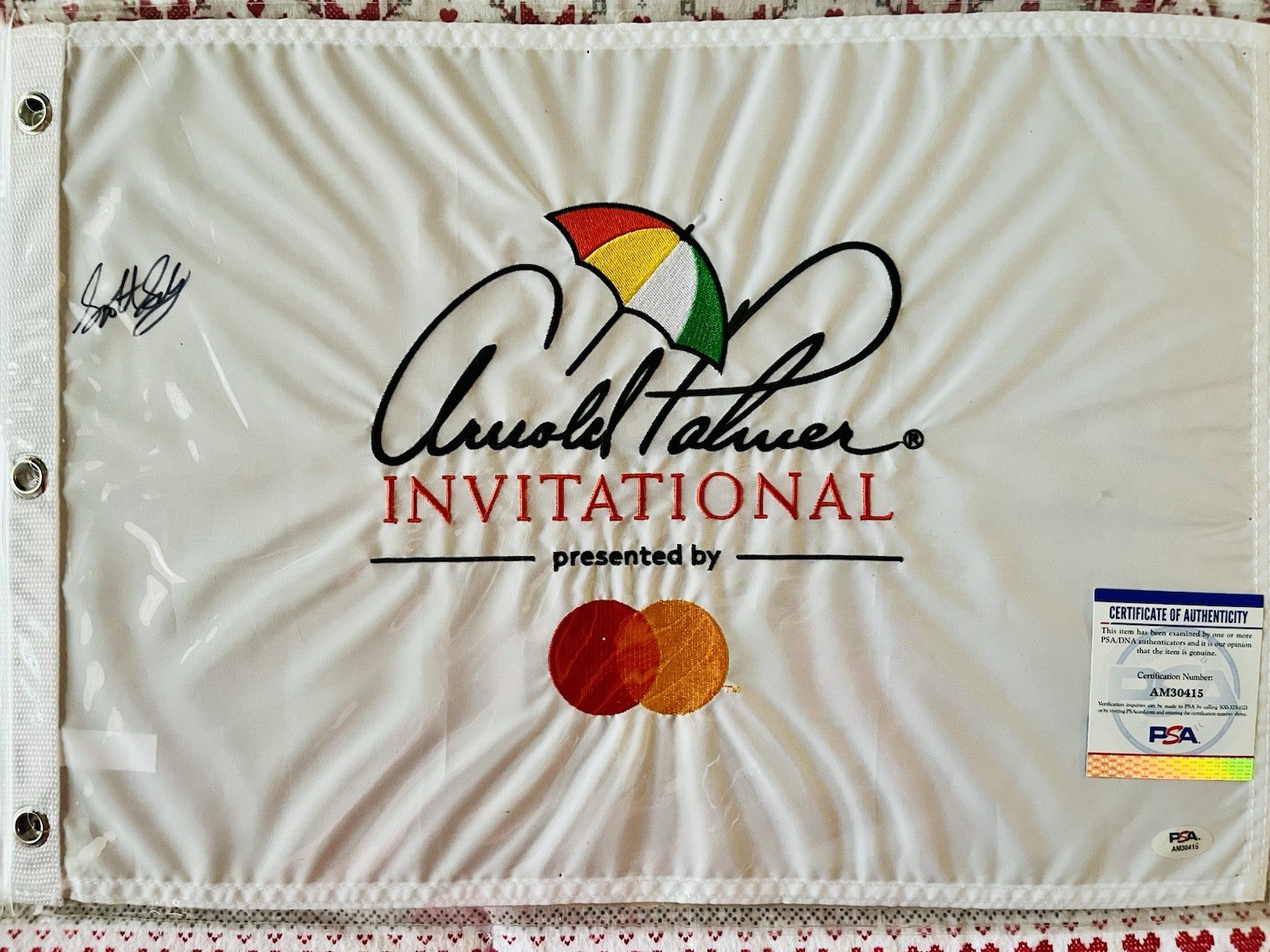 Scottie Sheffler Autographed Signed SCOTTIE SCHEFFLER ARNOLD PALMER INVITATIONAL pin flag-PSA COA 22 Champ 