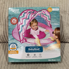 Aqua Swim School Grow-with-Me BabyBoat Float w/ Adj Seat, UPF 50 Canopy Pink