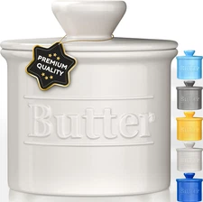 Premium Butter Crock with Lid - Original Design French Butter Dish - Beautiful C