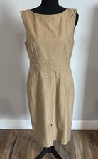 ANN TAYLOR CAMEL TAUPE THE CUTAWAY LINEN TWILL SHEATH DRESS SZ 6