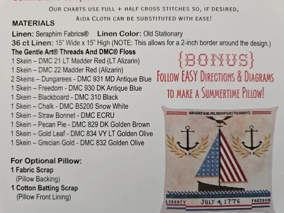 Artful Offerings AMERICANA SAILBOAT SAMPLER Counted Cross Stitch Pattern USA - Image 4 of 4