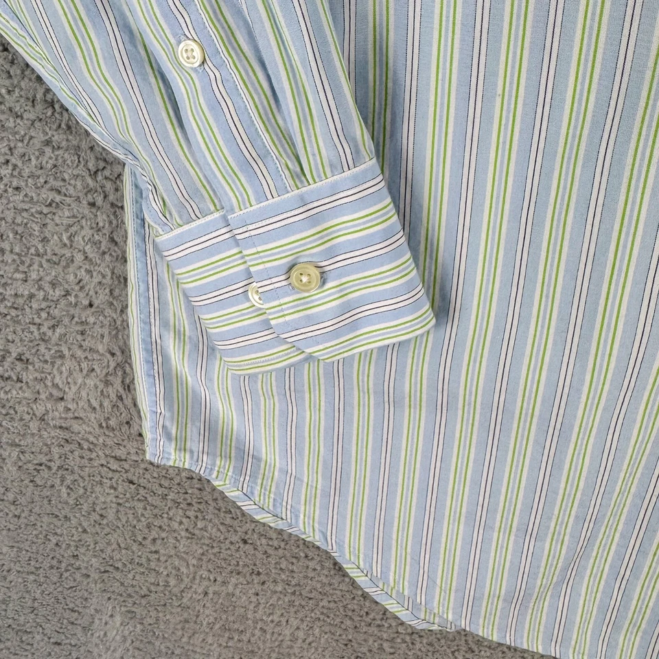 Camisa Banana Republic Para Hombres 15.5 Azul Blanco Rayas Camisa Negocios Informal Prepy Foto 3 de 4