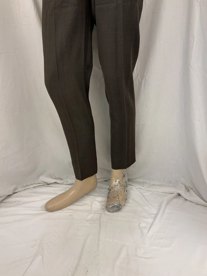 Pantalones de vestir Zanella talla 4 marrón a cuadros 100 % lana planos Italia YGI Q2-166 Foto 4 de 4