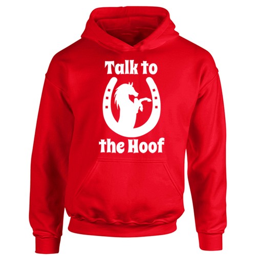 Kids Horse Hoodie - Talk To The Hoof - Equestrian Boys Girls Kids Hooded Top - Picture 3 of 13