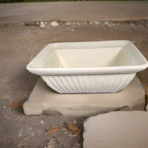 Haeger Pottery Beige Planter No. 963 Vintage MCM Retro 9" × 6" Ribbed Sides