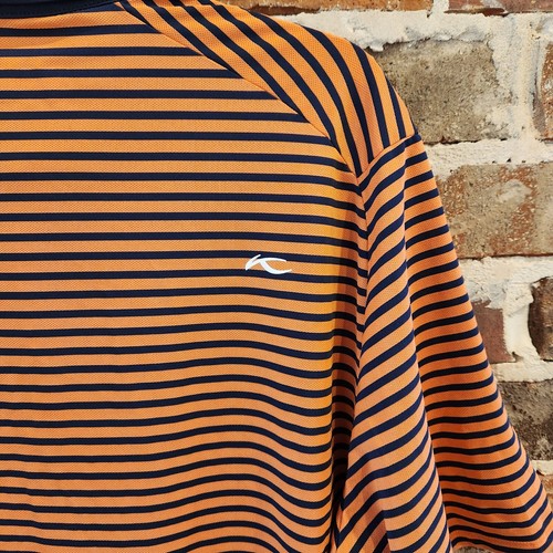 Kjus Golf Polo Men XL 54 Orange Navy Stripe Stretch Lightweight Performance * - Picture 8 of 13