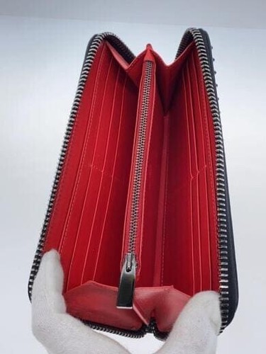 Christian Louboutin Wallet Rock Studs Leather Red x Black - Picture 3 of 5