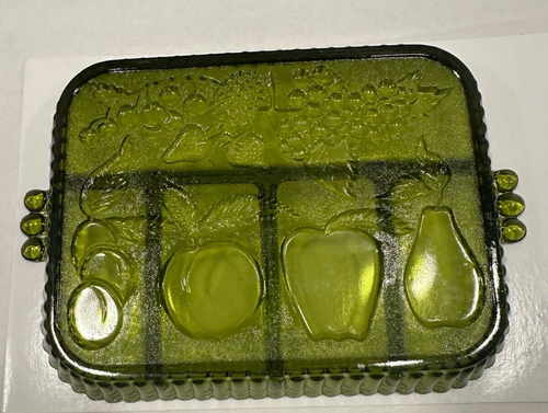 Vtg Indiana Glass 5 Section Divided Serving Fruit/Relish/Nut Dish-Avocado Green - Picture 4 of 7