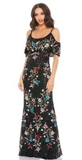 Mac Duggal 5398D BLACK MULTI FLORAL COLD SHOULDER SIZE 2