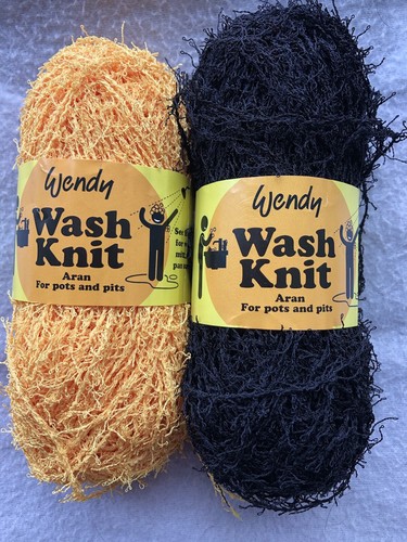 Wendy Wash Knit Aran Garn für Töpfe und Gruben 2 x 100% Polyester schwarz und gelb