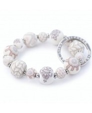 NEW JILZARAH Handmade Clay Beads LINEN CREAM TAN 15mm SMALL Wrist Keychain