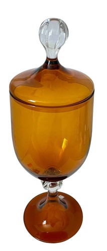 PeeDee MCM Empoli Amber Apothecary Jar Art Glass. Italy 16” - Picture 2 of 9