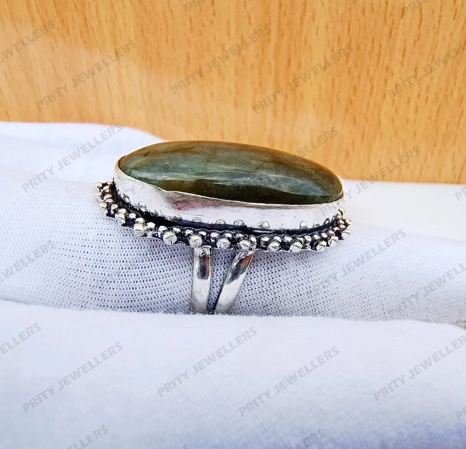 Labradorite Gemstone Ring, 925 Sterling Silver Ring, Antique Handmade Ring - Image 3 of 4