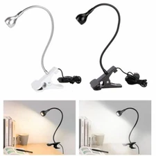 Flexible USB LED Reading Light Clip-On Beside Bed Table Desk Lamp Silver/Black