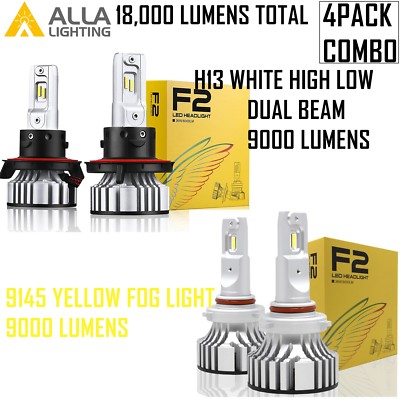 Combo LED H13 White Headlight High Low Beam+9145 YELLOW Fog Light Bulb for Ford