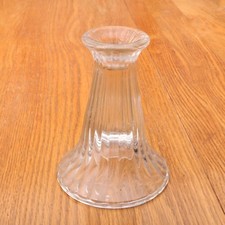Clear Glass Linear Pattern Candle Stick Holder Taper