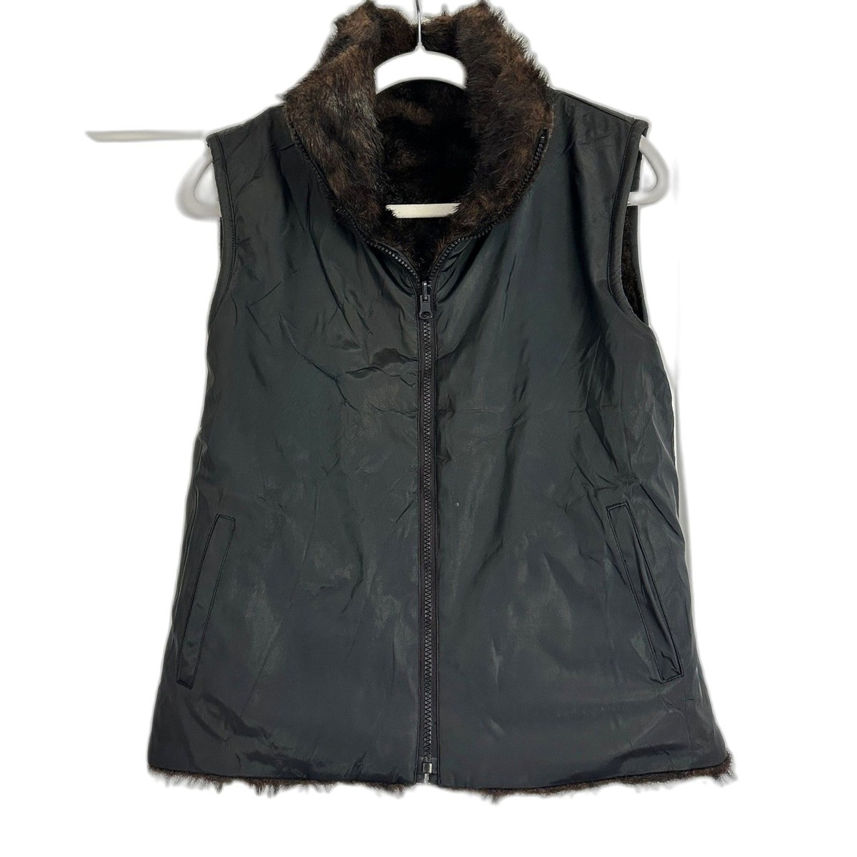 Giacca Faux Fur Reversible Vest Women's Size M Pockets | eBay