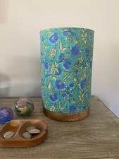 NEW Floral Fabric  Wood Accent Lamp - Beautiful 