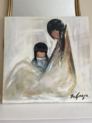 VTG Degrazia Navajo Mother & Child On Cavas 24” By 24” Estate Painting - Picture 2 of 14
