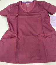 Landau- Women's Wine Colored V-neck Scrub Shirt- Size XSM
