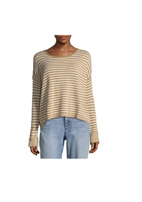 NWT Splendid Women's Stripe Long Sleeve Sweatshirt Brown/White Size M $170 K099