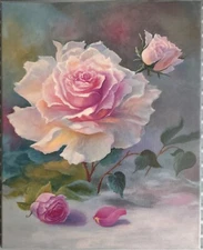 "ROSE" oil painting, Stretched  Canvas 20*16 inch, original, Ready To Hang Up 