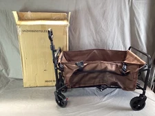 Vecukty VKZH080507GL03 Collapsible Mini Camping Folding Utility Wagon Brown