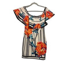 AKIRA white floral off the shoulder dress NEW L