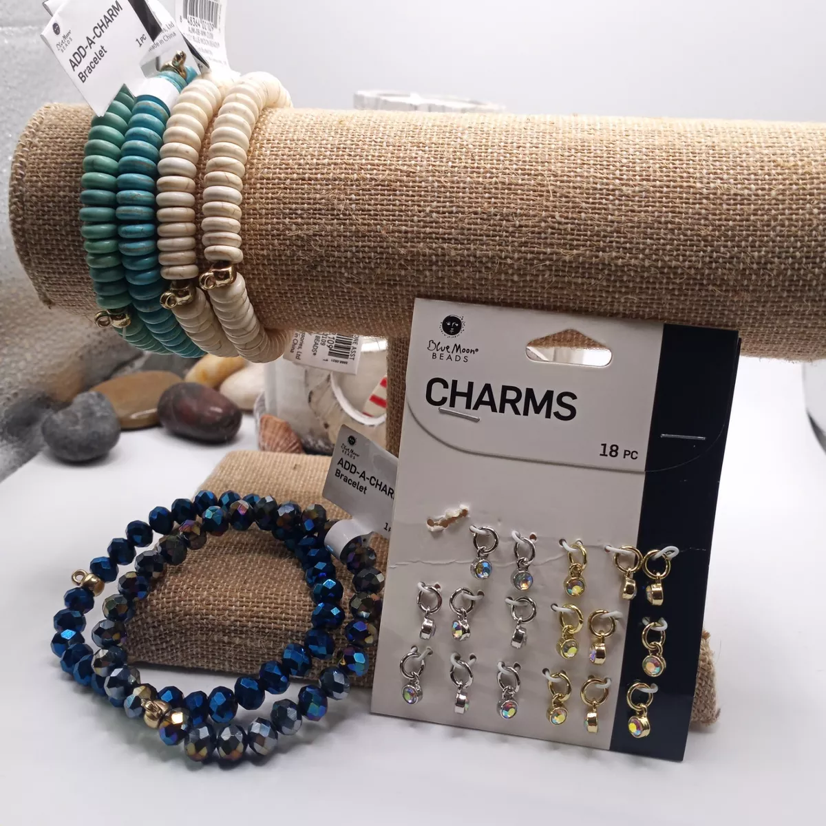 Blue Moon Beads Lot of 6 Add a Charm Bracelets plus Pack of 17