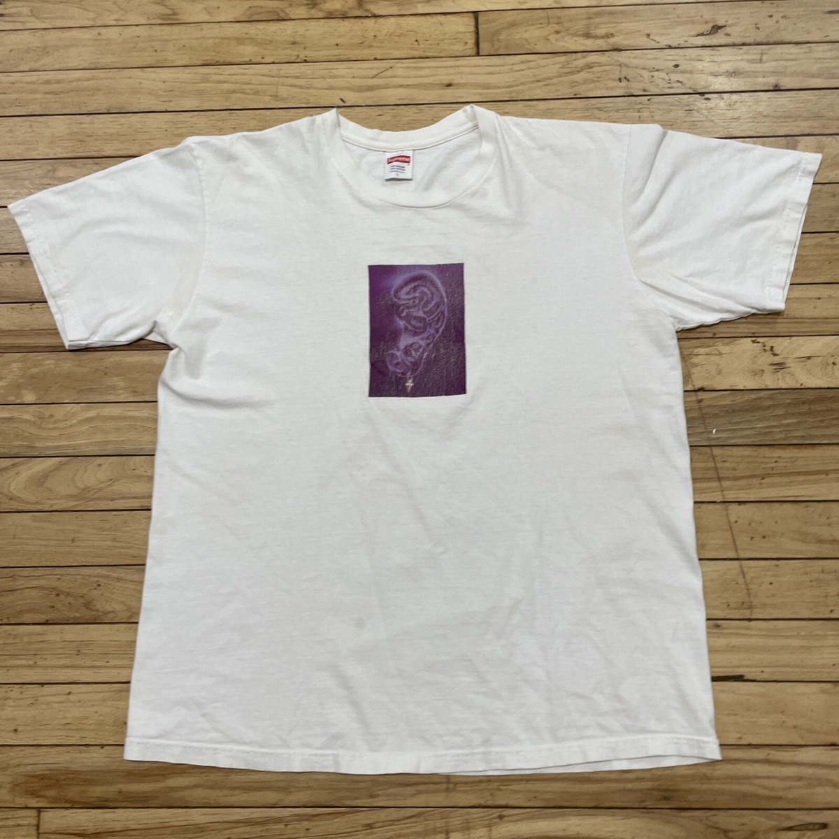 Supreme Shirt Men L Cross Earing White Grunge Skateboarding