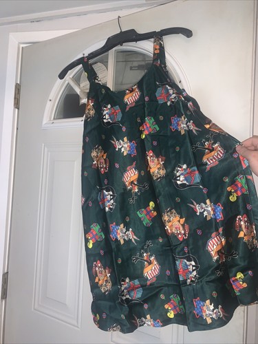Looney Tunes Women’s Vintage Night Gown Pajamas Satin Chemise Christmas Green L - Picture 2 of 2