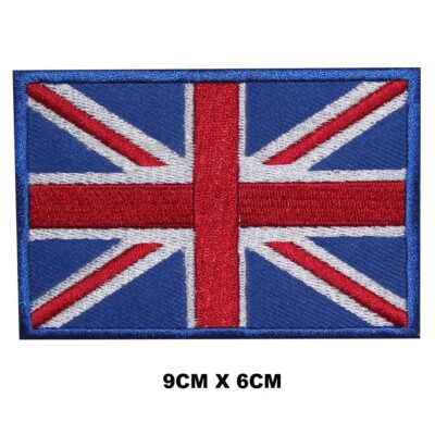 UK Länderflagge Bügelbild/Aufnähen Patch Abzeichen bestickt Applikation für Kleidung