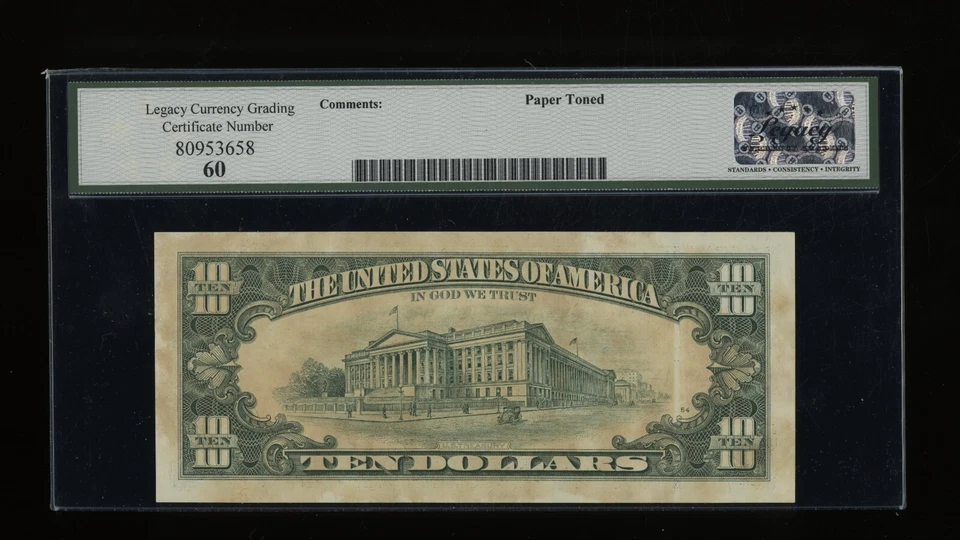 DBR 1995 $10 San Francisco Fr. 2032-L Legacy New-60 Serial L88402184B - Image 2 of 2