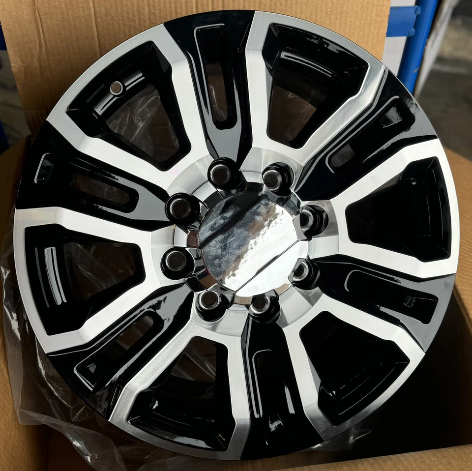 2001-2010 Chevy Silverado 2500 Black & Machine 20" 8-165 Wheels 265/60R20 A/T - Image 2 of 4