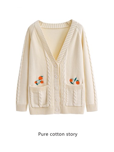 Mujeres 100% Algodón Cuello en V Medio Largo Abrigo Prendas de Punto Cárdigan Tejido Suéter Chaqueta
