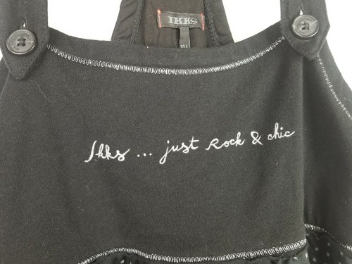 IKKS Girl's Black Cotton Layered Sleeveless Dress with Lace Hem Size 10 - Picture 5 of 7