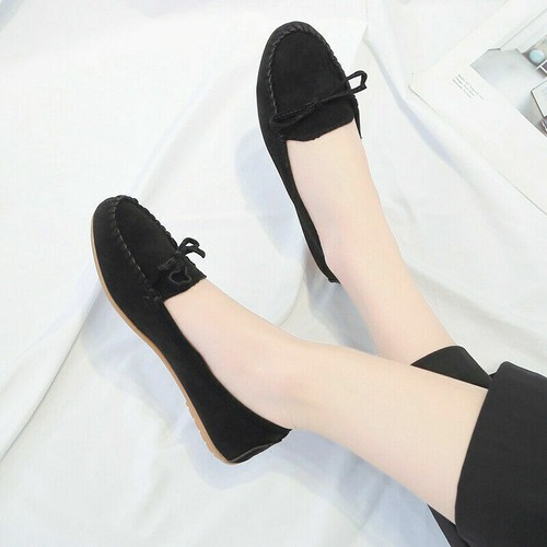 Womens Ladies Bow-Knot Moccasins Slip on Flat Loafers Comfort Boat Shoes Pumps - Foto 33 di 49