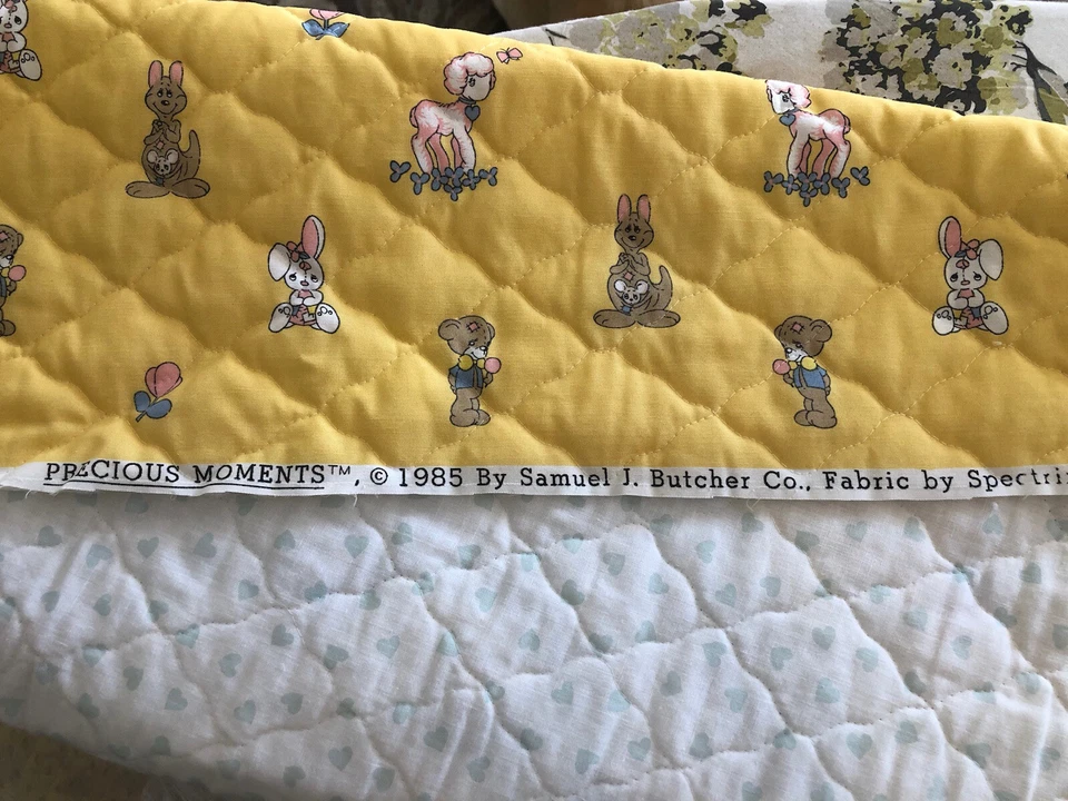 VTG  PRE-QUILTED Baby Fabric Panel Sharing Special Moments 1985 Samuel Butcher  - Image 3 of 4