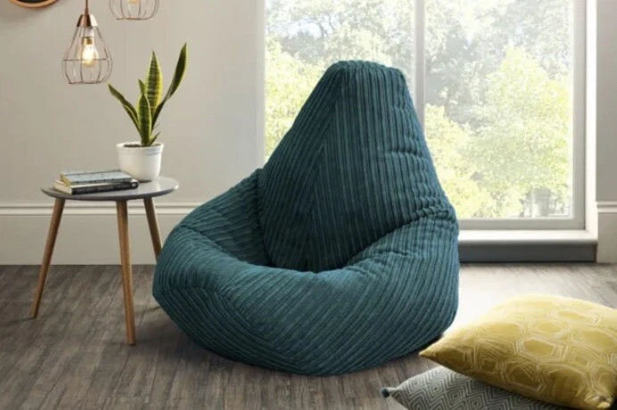 Adult XL Bean Bag Green Cord Large Gamer Recliner Bean Bag
