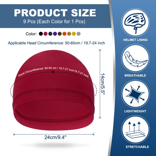 9 pezzi fodera casco teschio berretto traspirante cappelli sotto caschi berretti multicolore - Foto 2 di 7